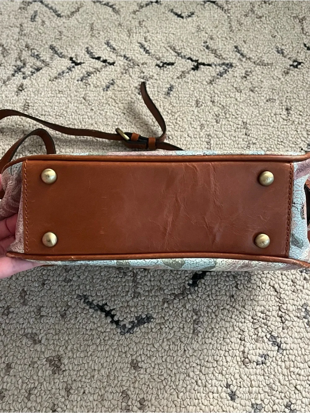 Patricia Nash Gracchi Floral Leather Satchel Crossbody Bag Cottagecore